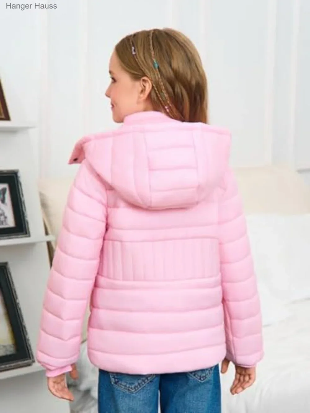 Kids Quilted Puffer Jacket Water Resistant Windproof Detachable Hood Zip Up
